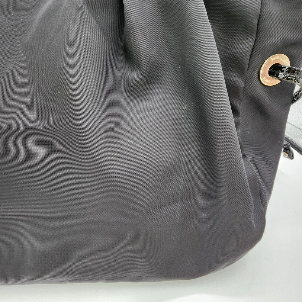 Kate Spade‎ New York STEVIE Classic Black Nylon/Patent Trim Hobo Bag Purse READ